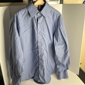 Robert Graham Flip Cuff Button Down Shirt L Blue with design